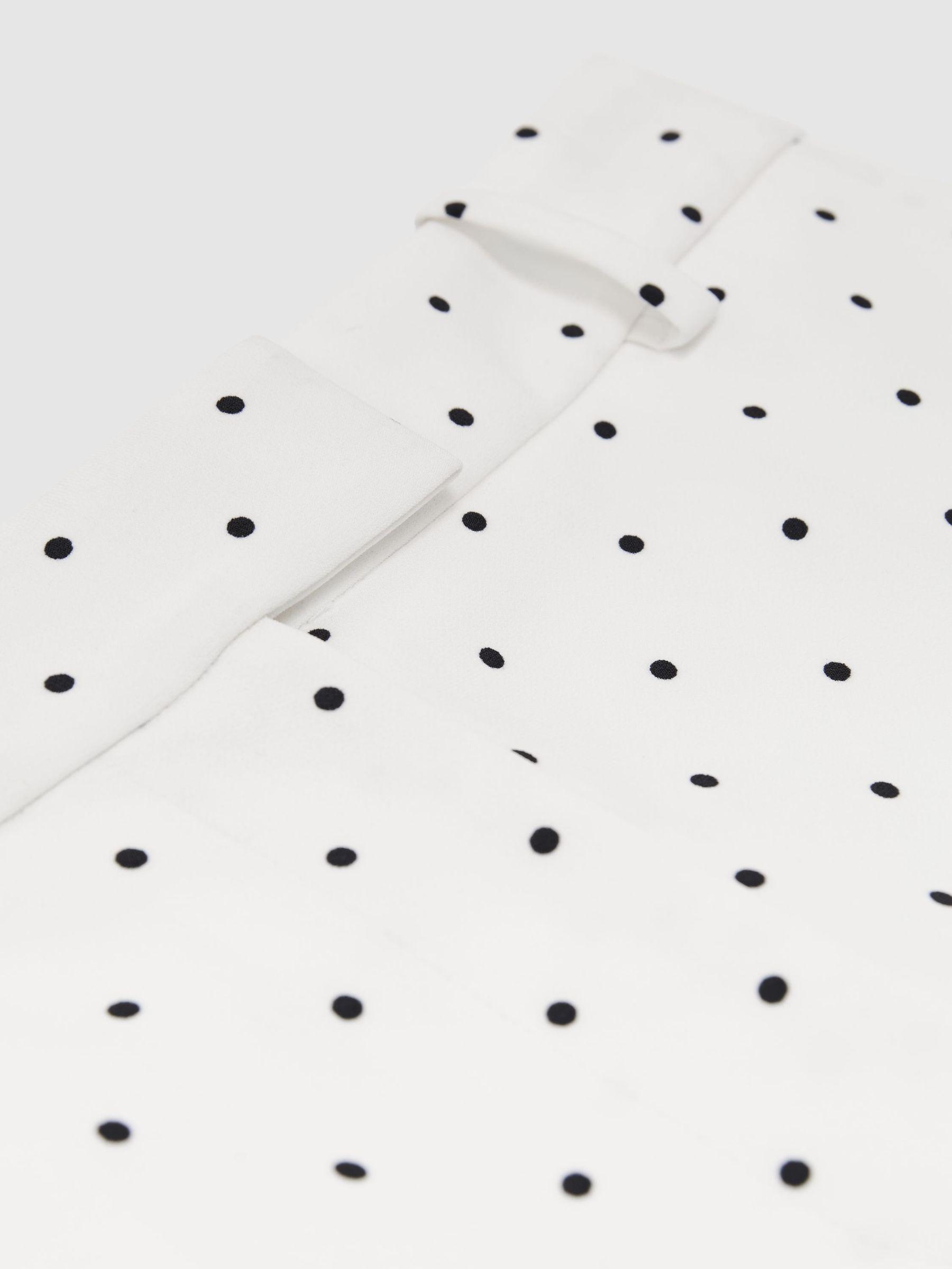 Petite Polka-Dot Wide-Leg Suit Trousers in White/Navy Product Image
