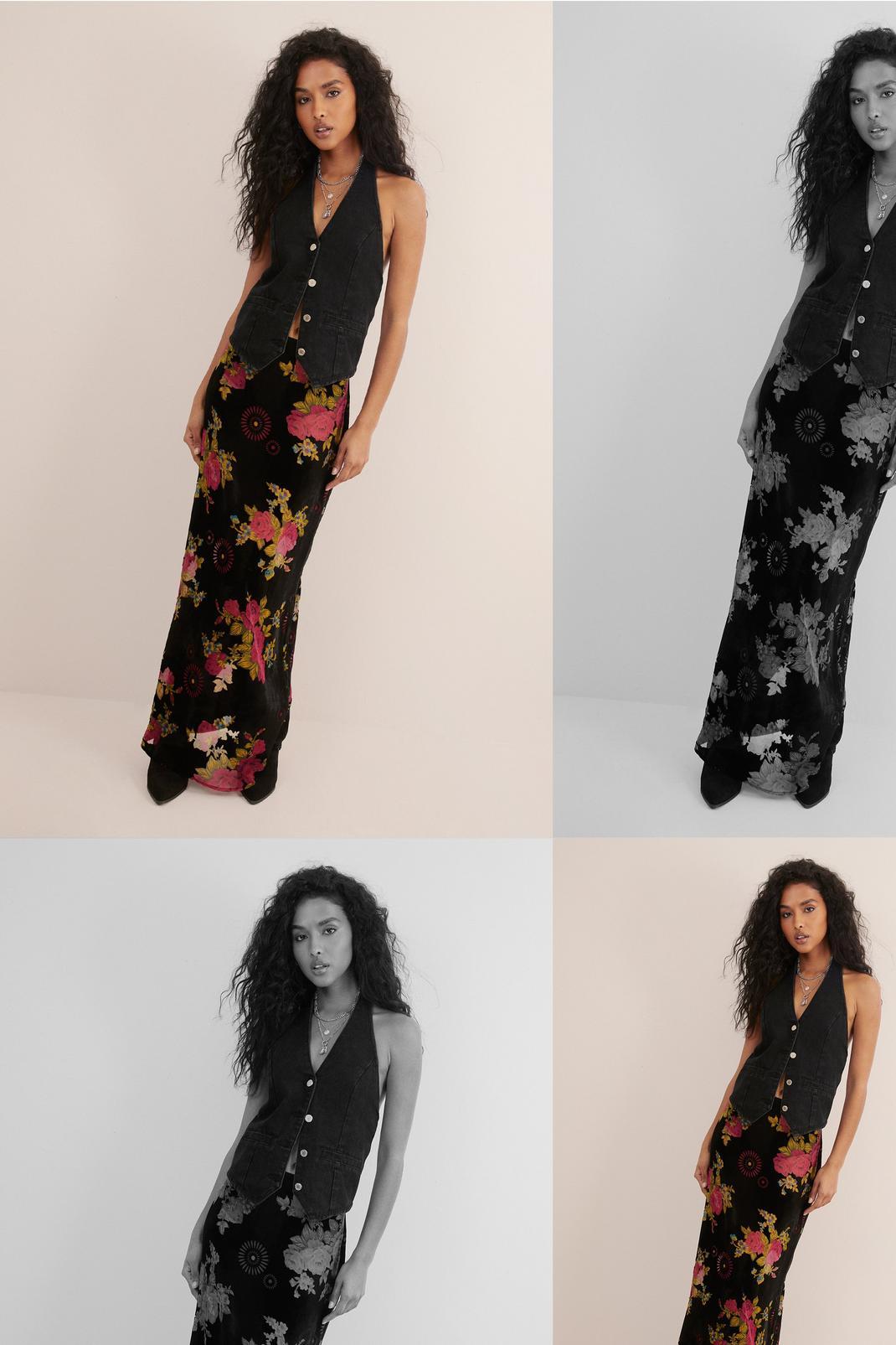 Floral Devore Maxi Skirt Product Image