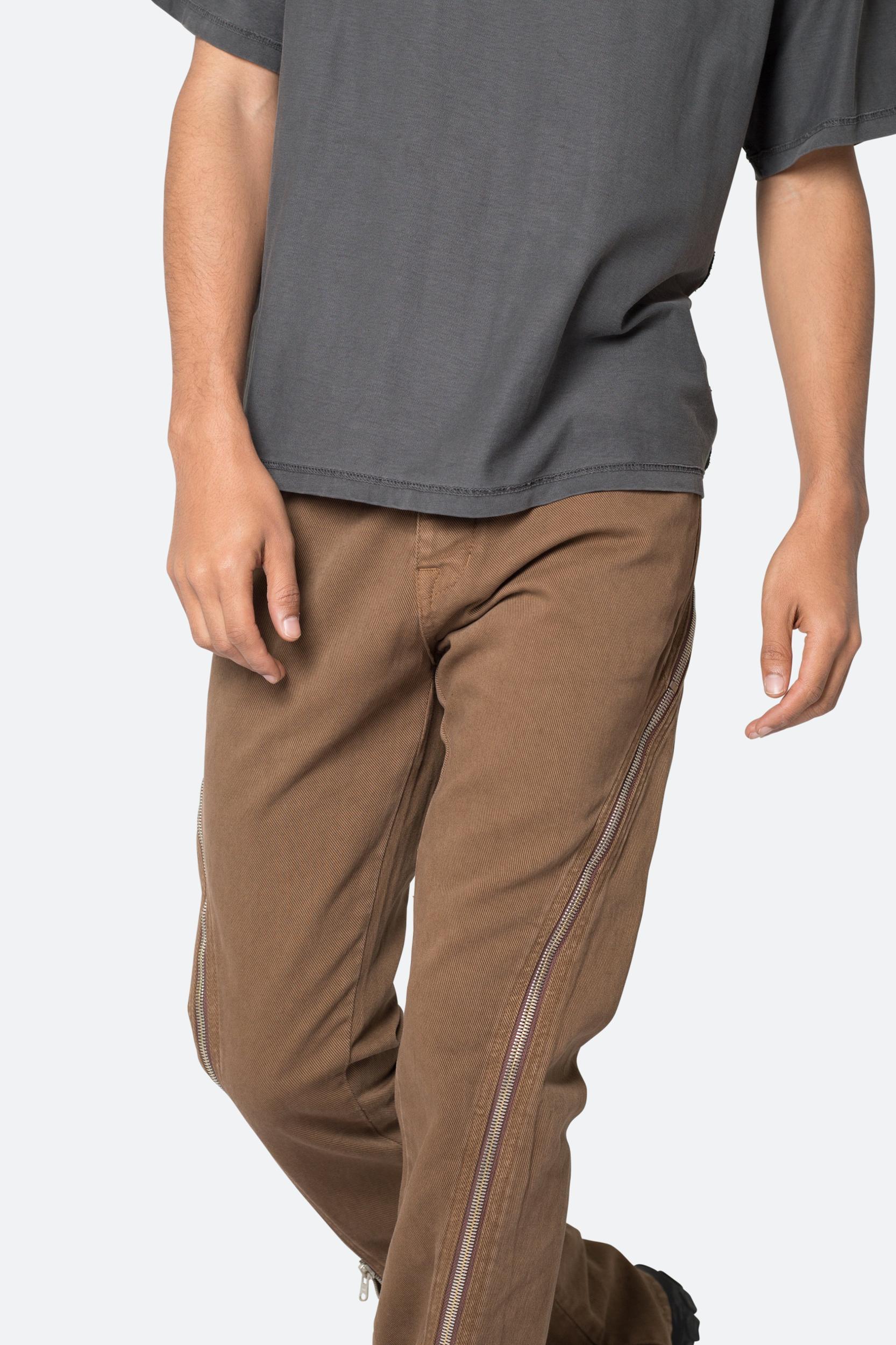 D519 Zipper Flare Denim - Brown Product Image