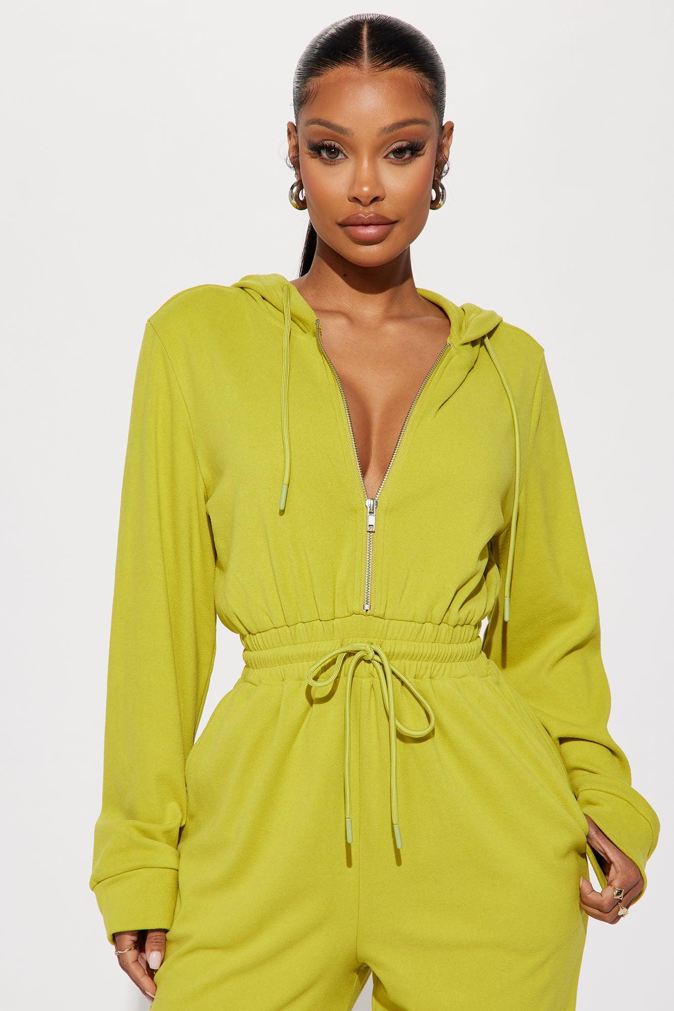 Play It Back Jumpsuit  - Chartreuse Product Image