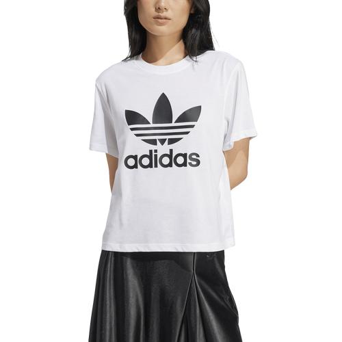 adidas Adicolor Trefoil Boxy Tee White L Womens Product Image