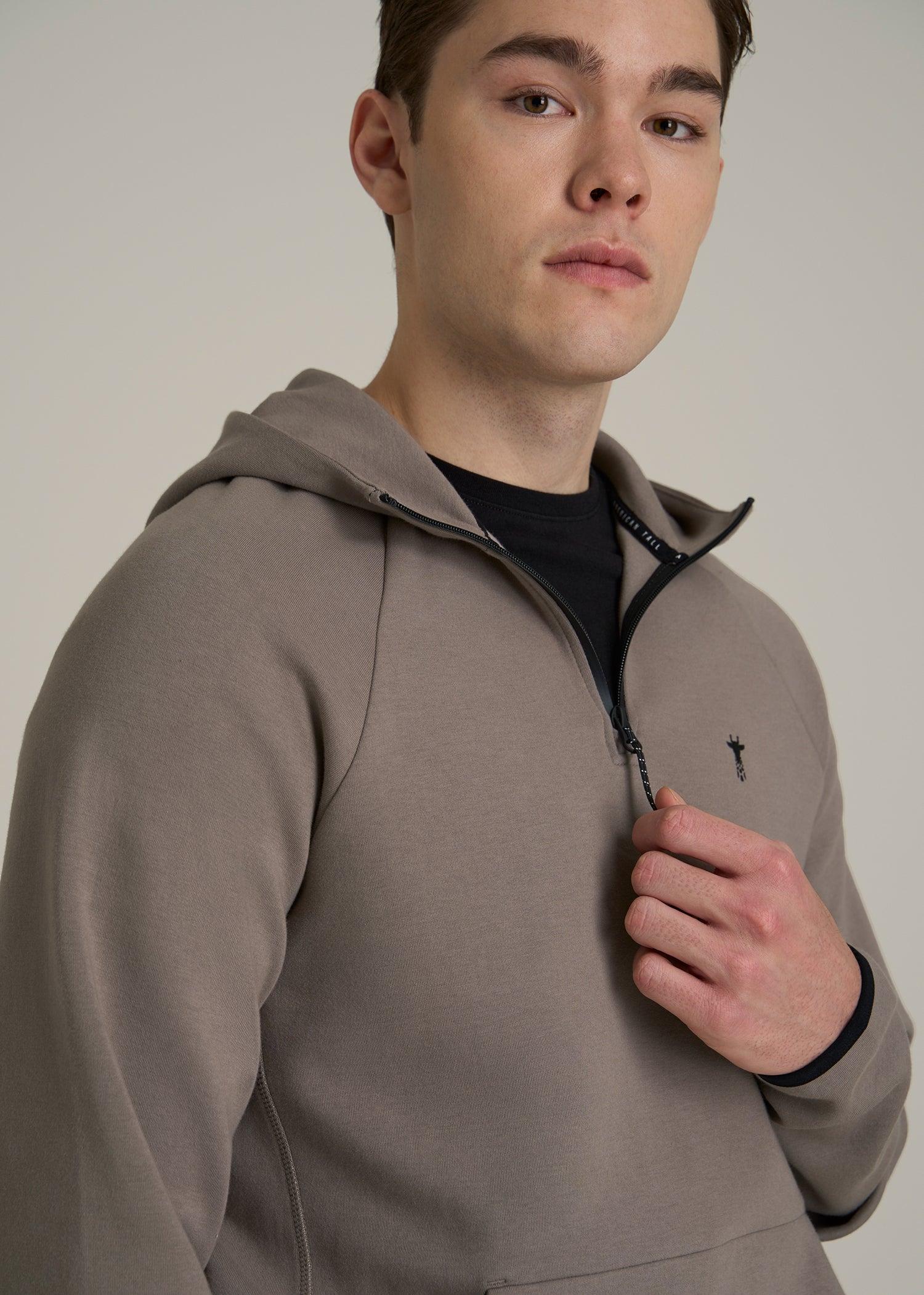 Tech Motion Fleece Hooded Popover for Tall Men in Portobello Male Product Image