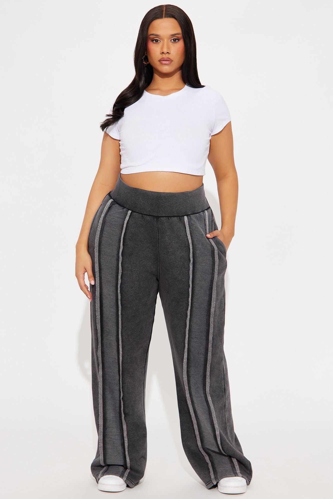 Chilled Out Fleece Wide Leg Pant - Charcoal Product Image