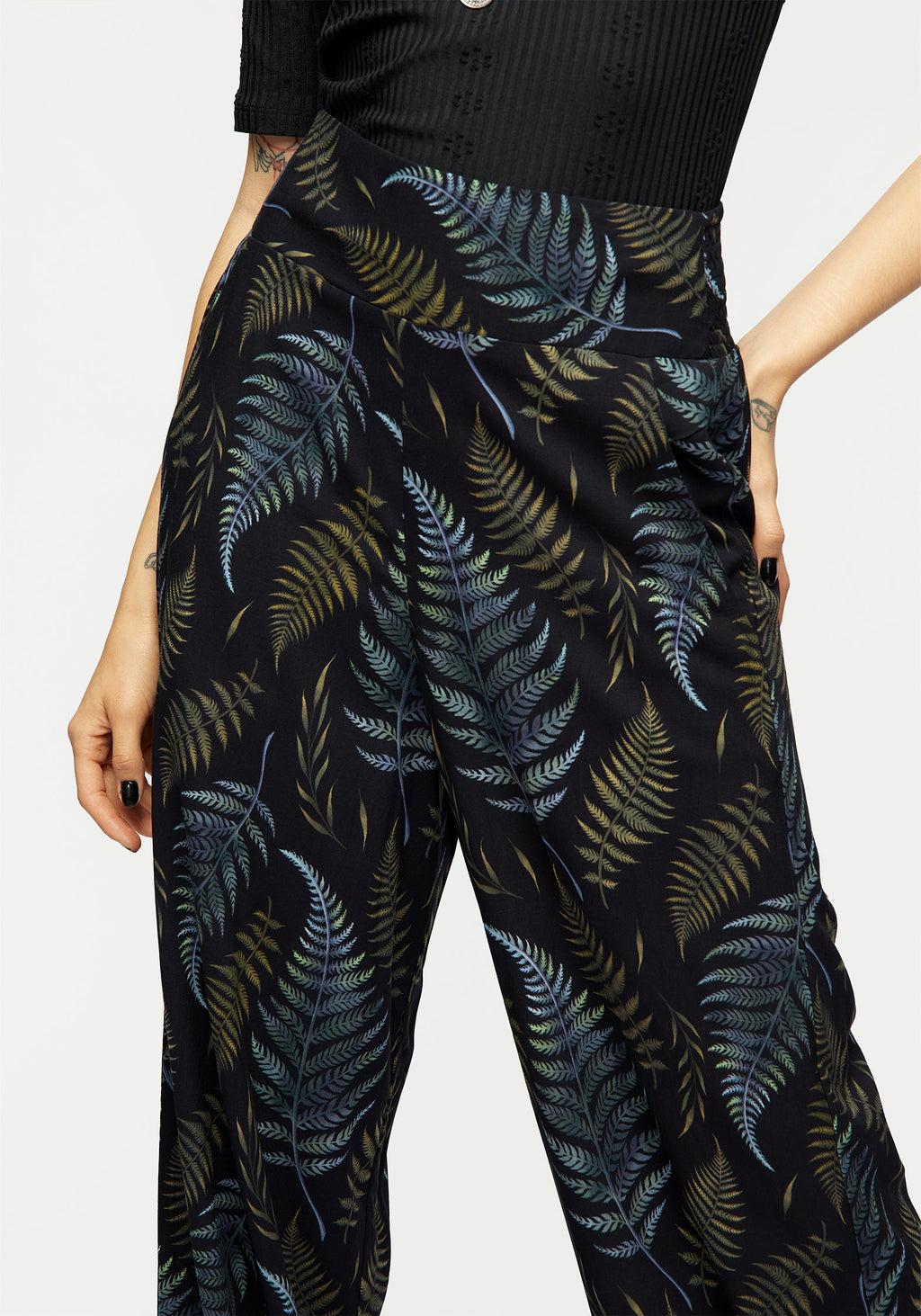 Frond Print Wide Leg Smocked Trouser Product Image