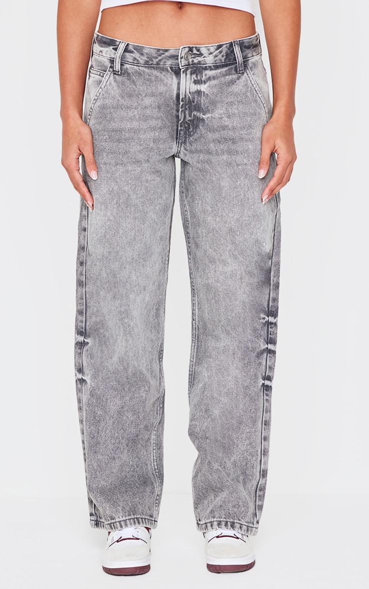  Washed Grey Wide Leg Jeans Product Image