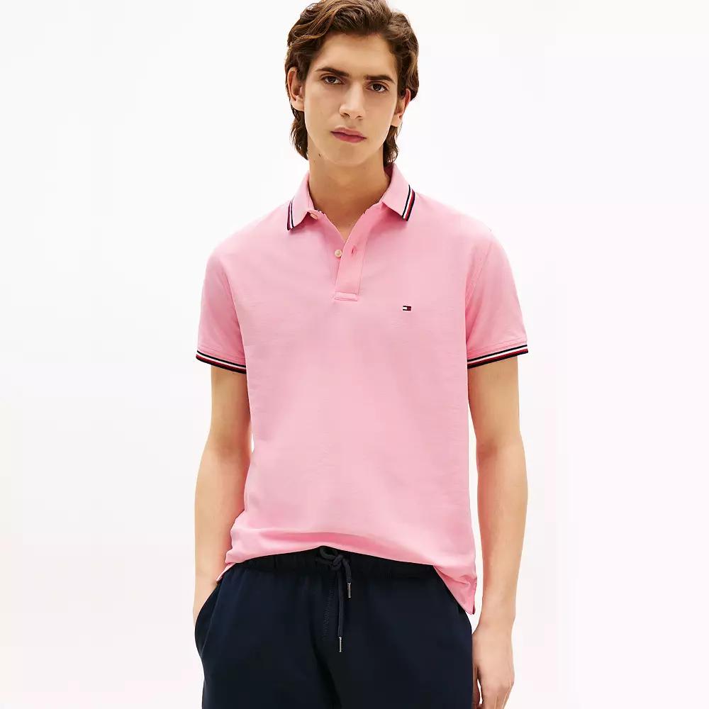 Men's Tommy Hilfiger Tommy Tipped Polo Shirt, Size: Small, Classic Pink Product Image