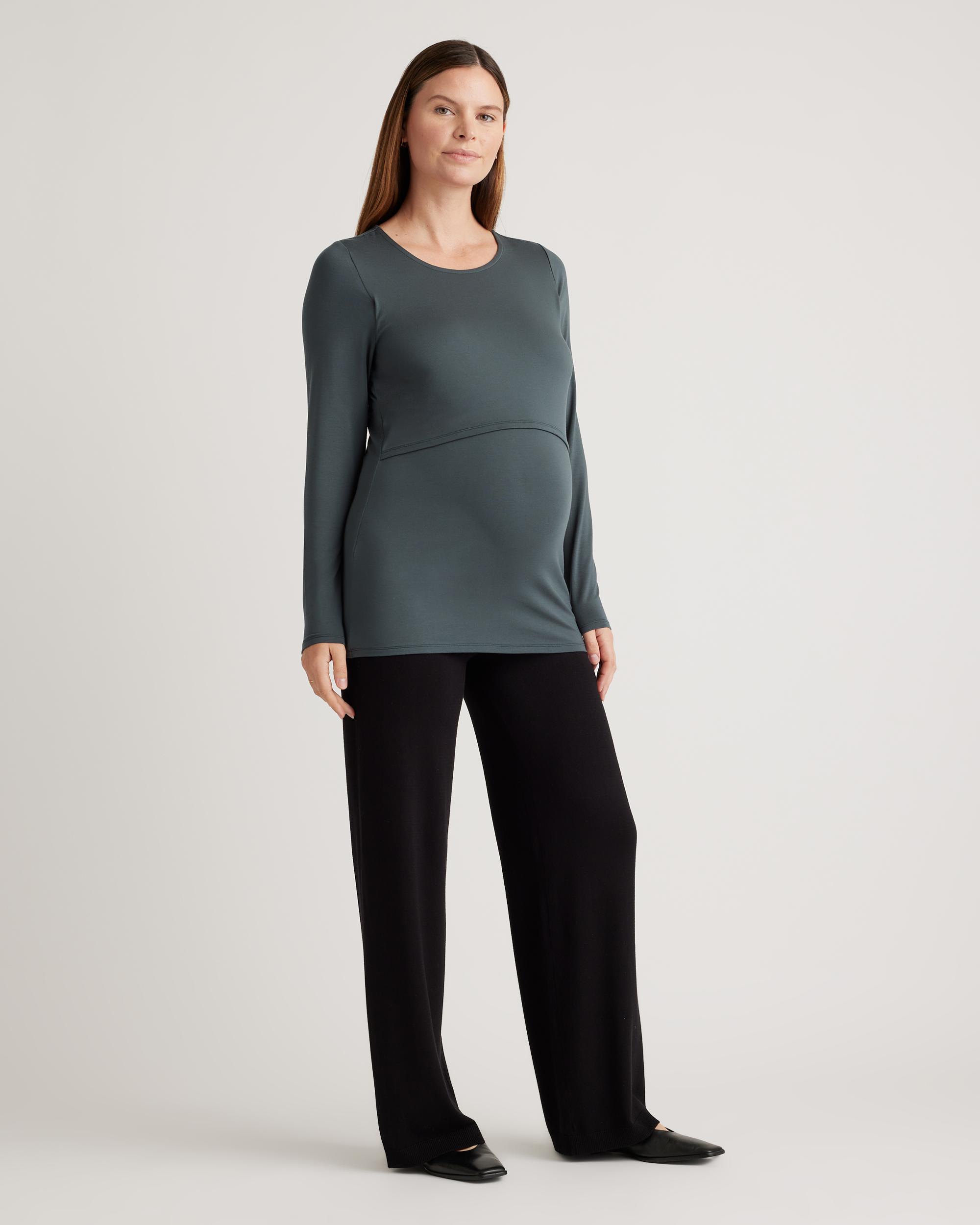 Quince | Women's Tencel Jersey Maternity & Nursing Long Sleeve Relaxed Fit T-Shirt 2-Pack Size XS, Lenzing Modal Product Image