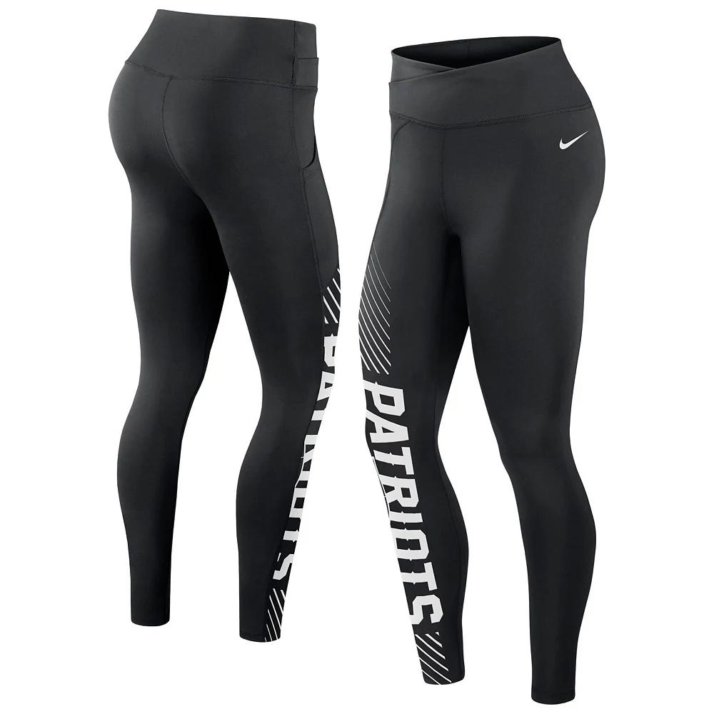 Women's Nike Black New England Patriots Yard Line Crossover Leggings,  Product Image