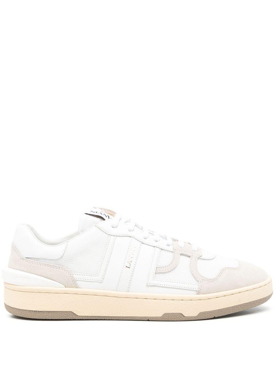 LANVIN Mesh And Leather Clay Sneakers With In White Product Image