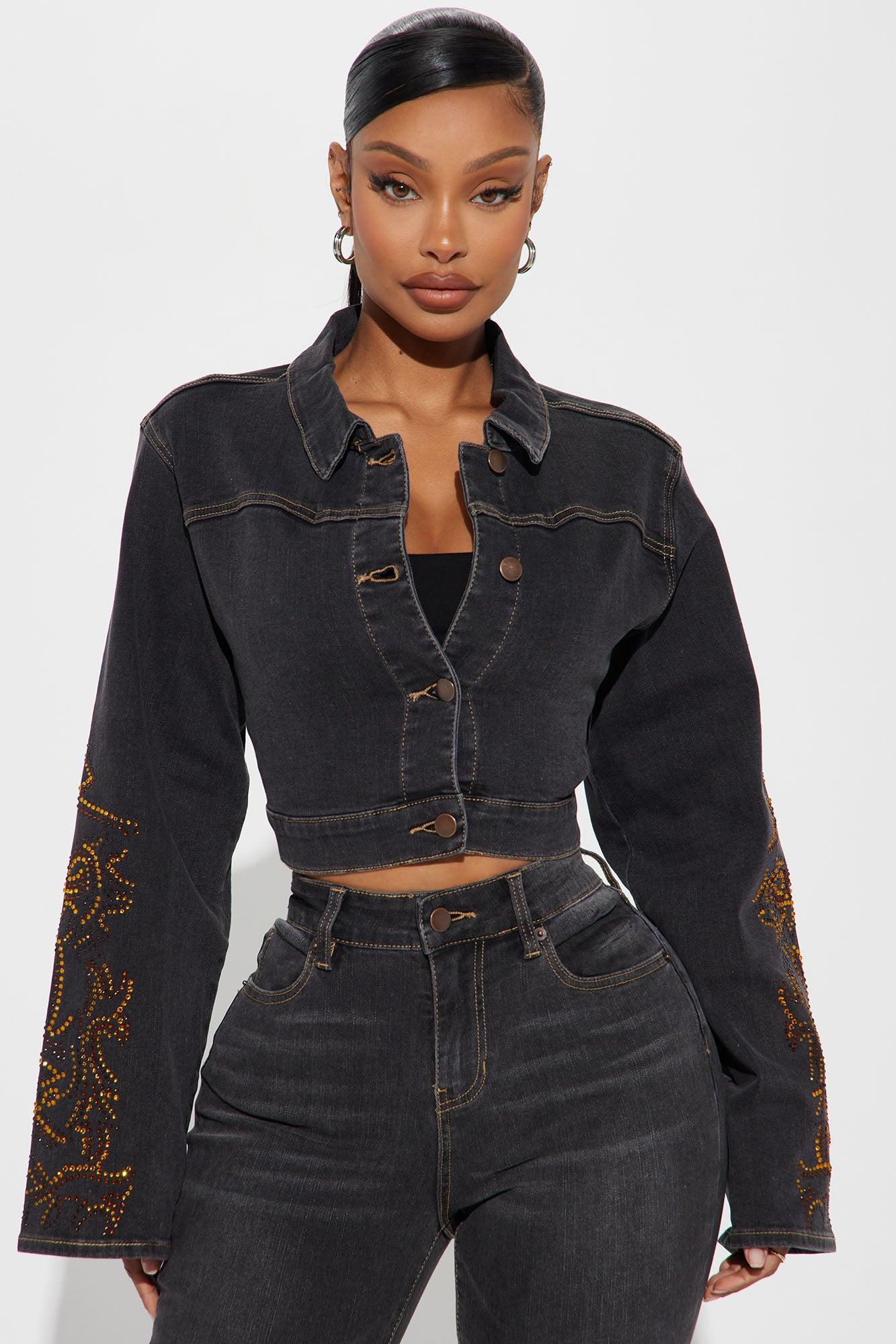 Lone Ranger Embellished Denim Jacket - Black Wash Product Image