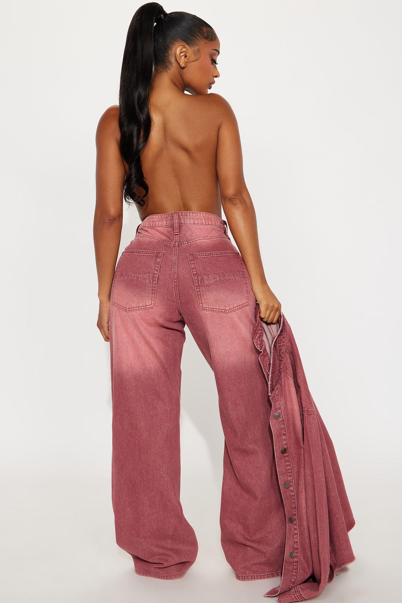 Slow Fade Straight Leg Jeans - Burgundy Female Product Image