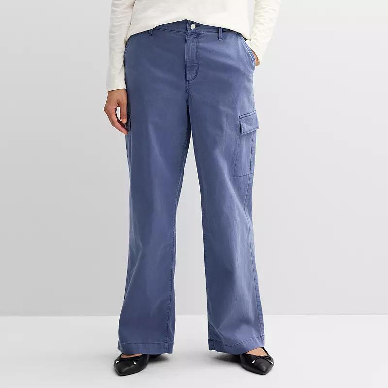 Petite Sonoma Goods For Life® Cargo Utility Pants, Women's, Size: 8 Petite, Blue Flare Product Image