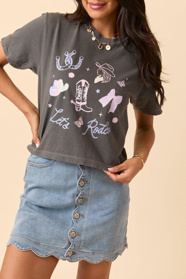 Let's Rodeo Icons Dark Grey Boxy Graphic Tee Product Image
