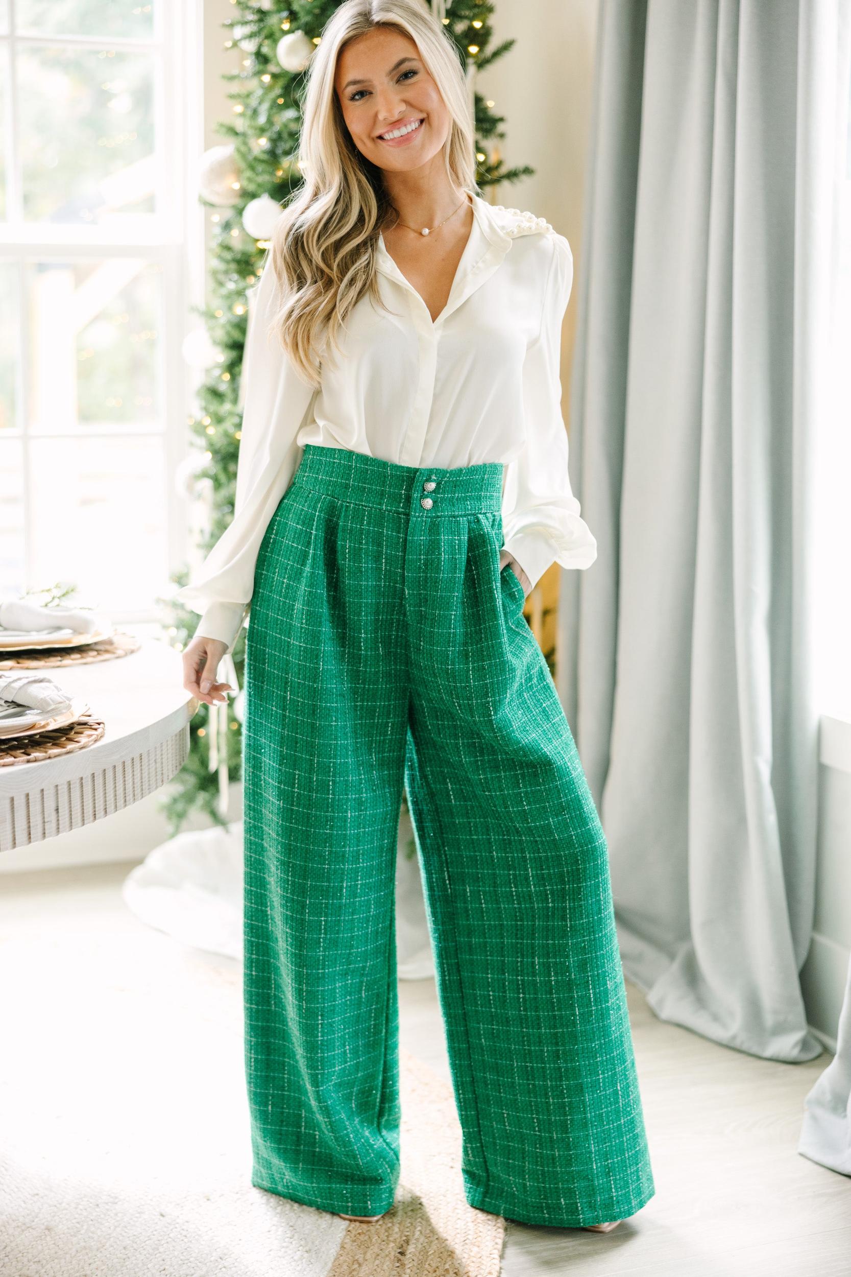 All The Best Green Tweed Pants Female Product Image