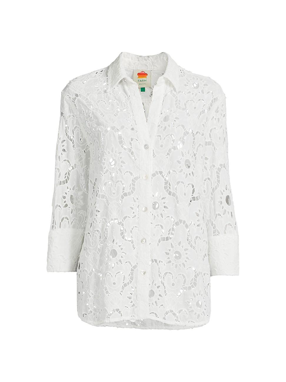 Womens White Sun Eyelet Shirt Product Image
