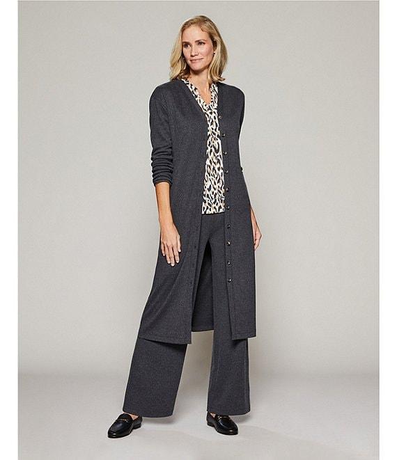 Westbound Leopard Print Notch Neck Long Sleeve Ribbed Top Product Image