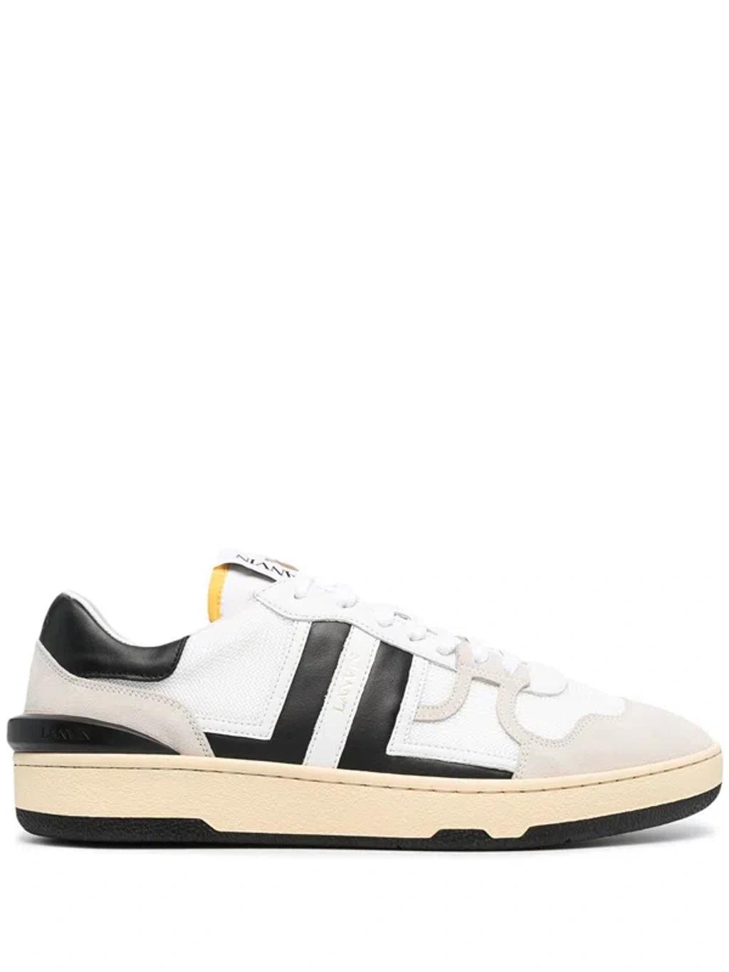 LANVIN Black And White Leather Clay Low Mesh Sneakers Product Image