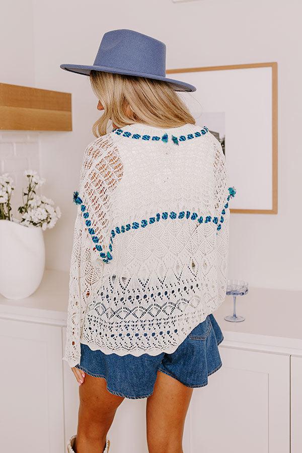 Boho Feeling Pointelle Knit Sweater in Cream Product Image