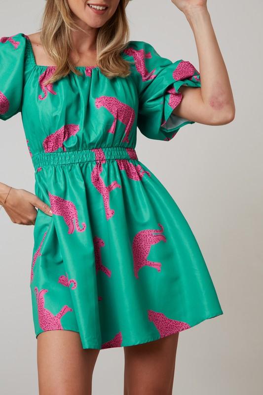 Pink Cheetah Mini Dress Product Image