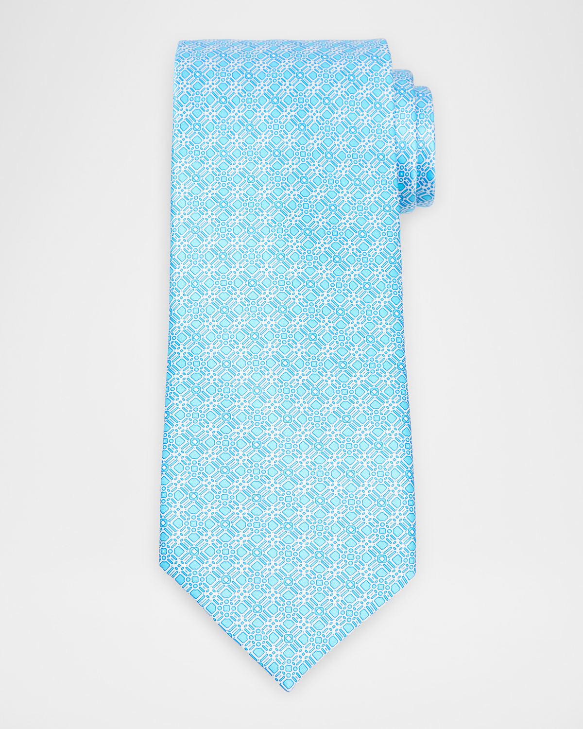 Mens Geometric Silk Tie Product Image