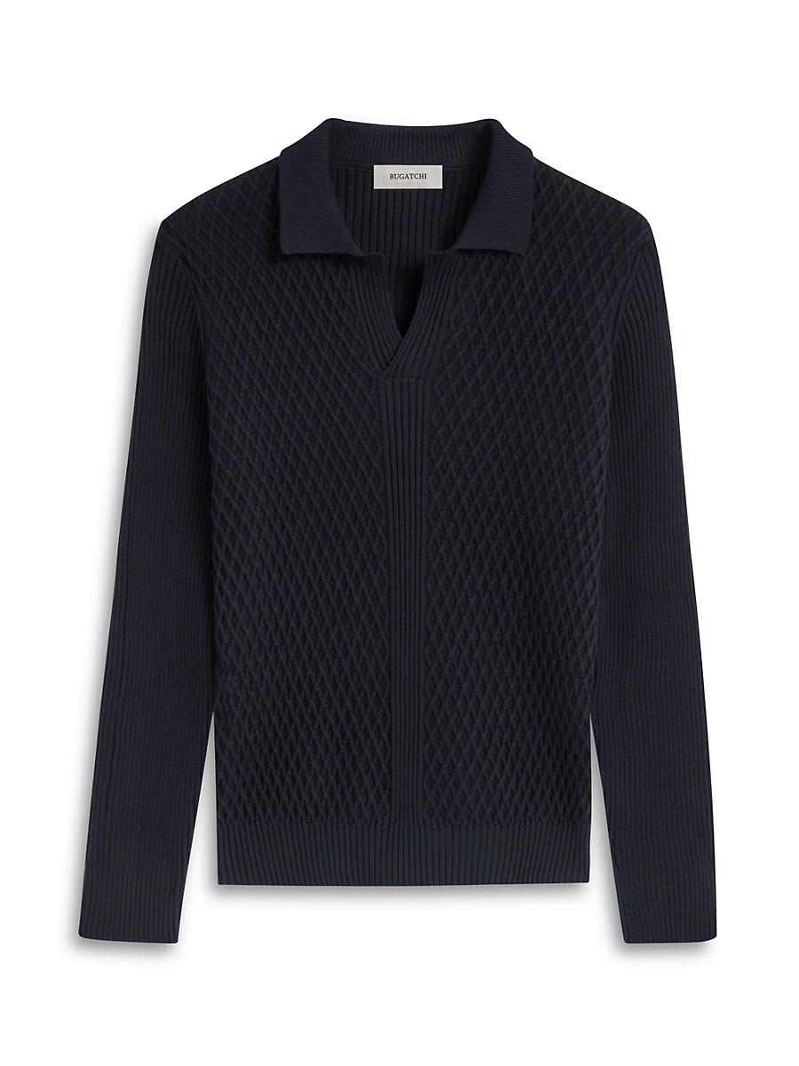 Mens Ribbed Wool Johnny Collar Sweater Product Image