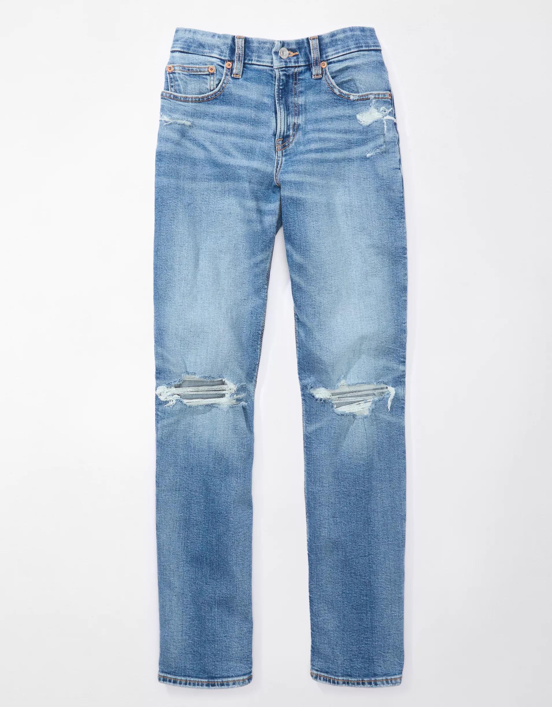 AE Stretch Curvy Ripped Straight Jean Product Image