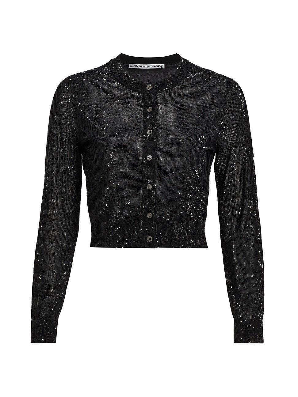 Womens Hotfix Crystal Crop Cardigan Product Image