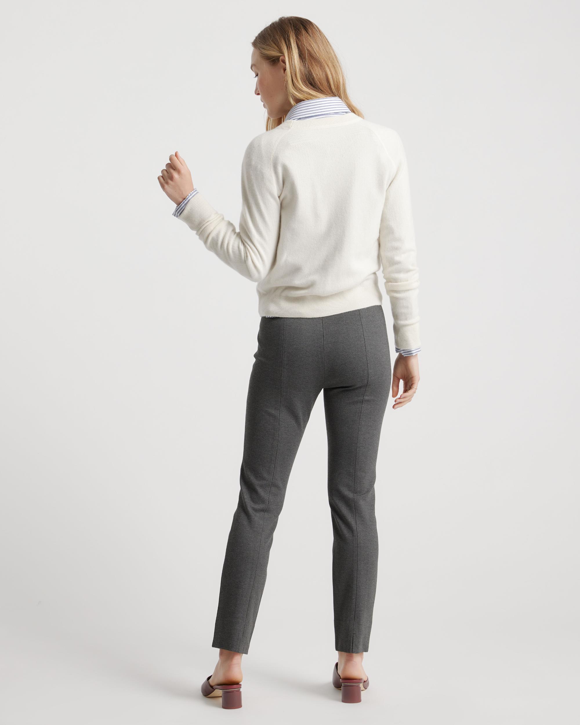 Quince | Women's Ultra-Stretch Ponte Pintuck Ankle Pants Rayon Product Image
