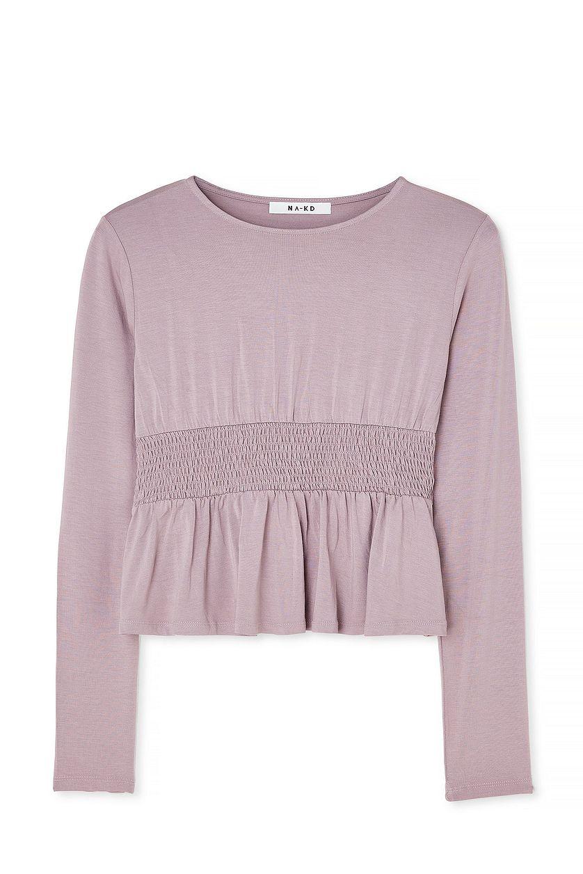 Long Sleeve Smock Top Pink Product Image
