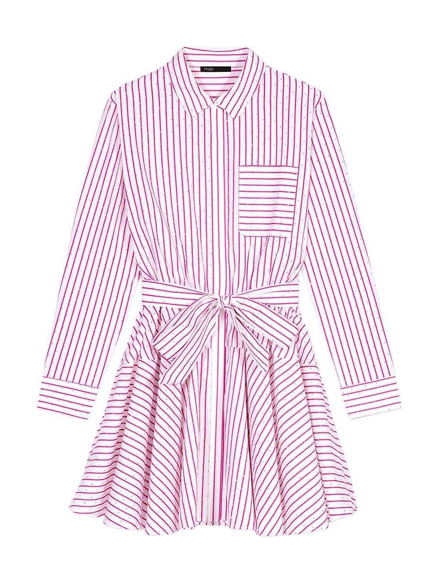 Womens Striped Rhinestone Short Dress Product Image