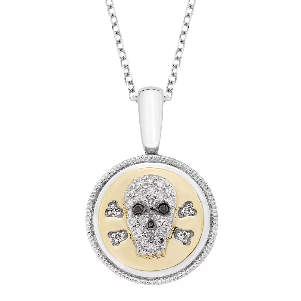 It's Personal 14k Gold Over Sterling Silver Diamond Accent Skull Pendant Necklace, Women's, Size: 18" Product Image