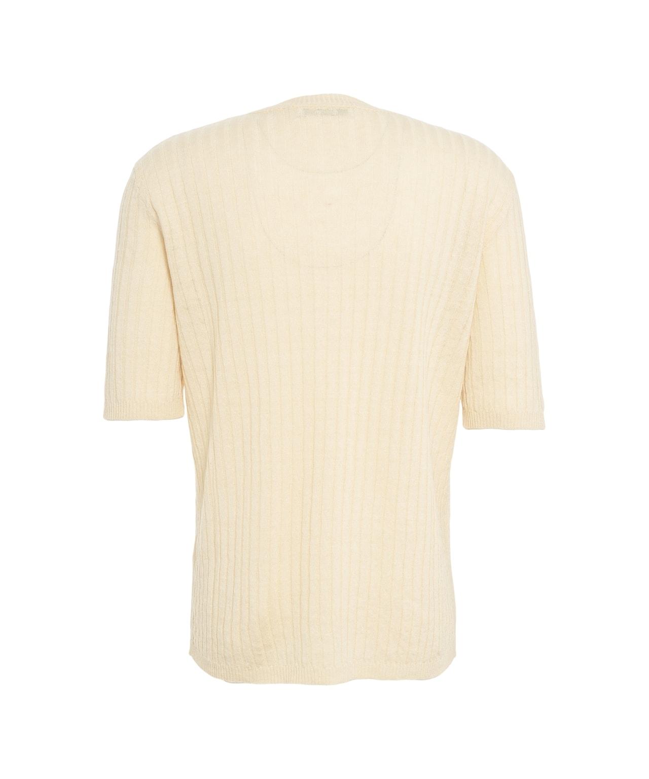 Linen blend short sleeve sweater Product Image