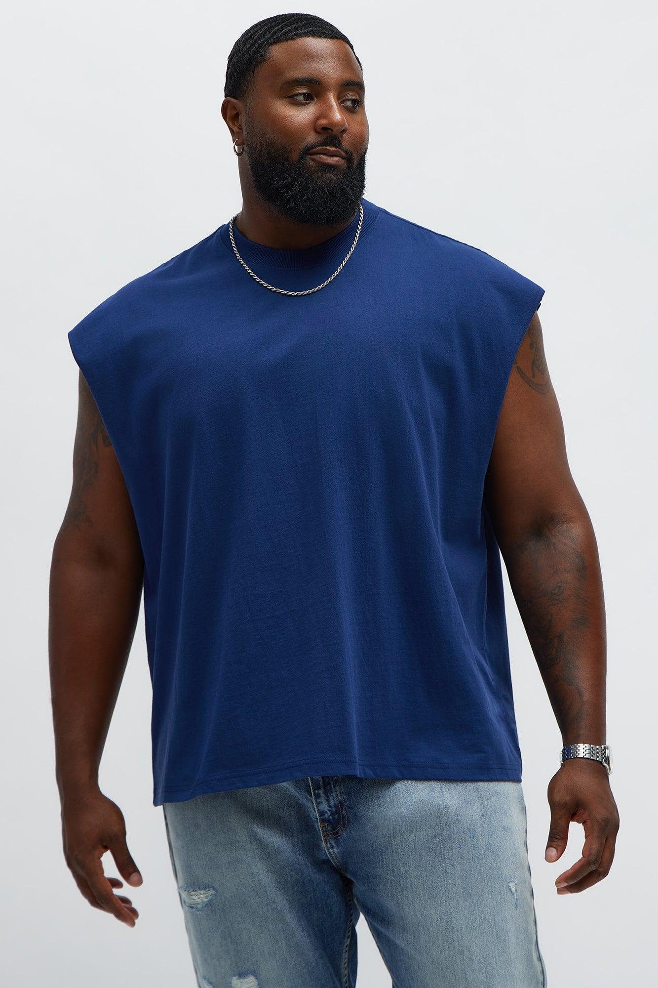 Relaxed Heavyweight Muscle Tee - Navy Male Product Image
