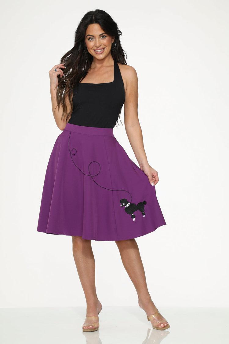 Purple Black Embroidered Poodle Swing Skirt Product Image