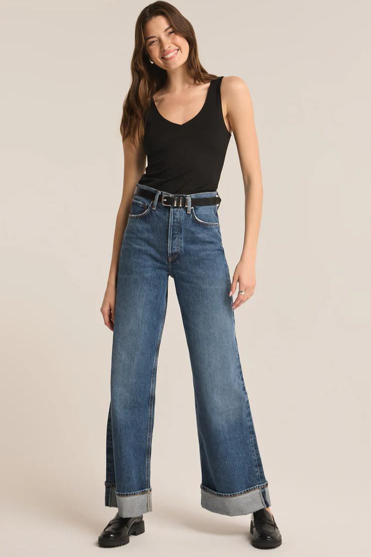 Avala V-Neck So Smooth Tank - Black Product Image