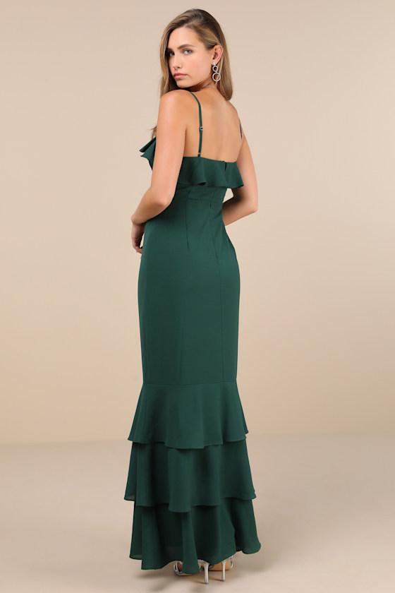 Lively Evenings Green Sleeveless Tiered Maxi Dress Product Image