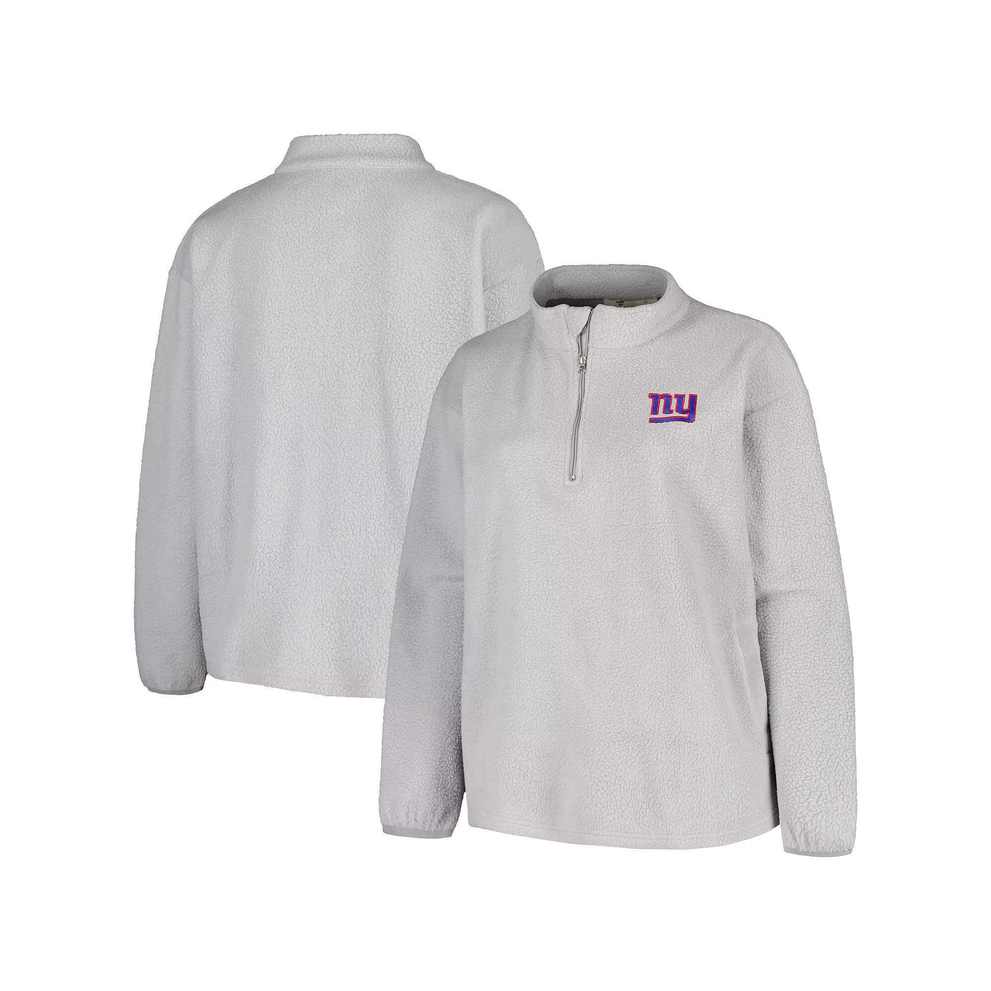 Women's Profile Gray New York Giants Plus Size Sherpa Quarter-Zip Jacket, Size: 3XL, Grey Product Image