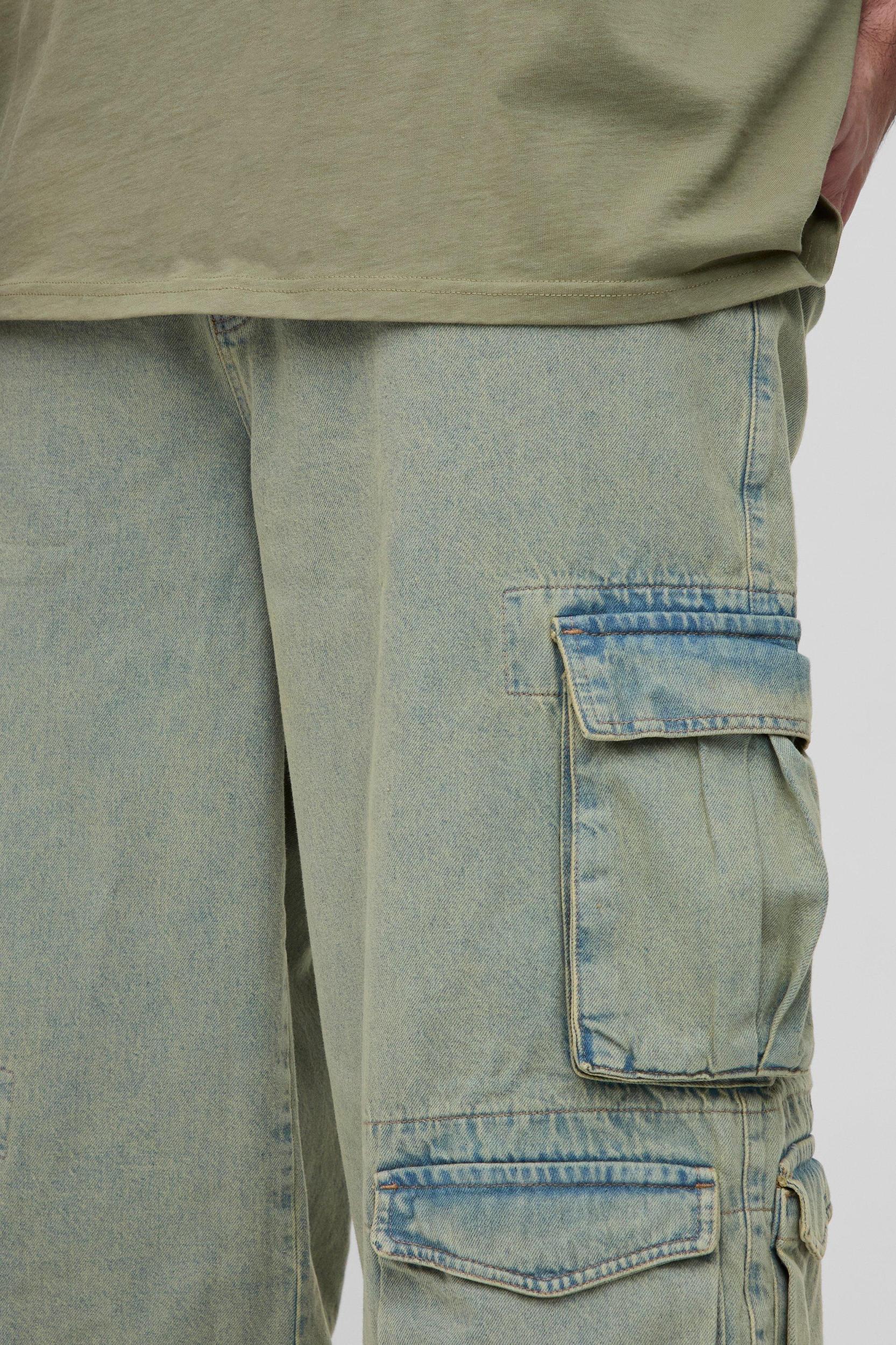Plus Multi Pocket Baggy Cargo Jeans | boohooMAN USA Product Image