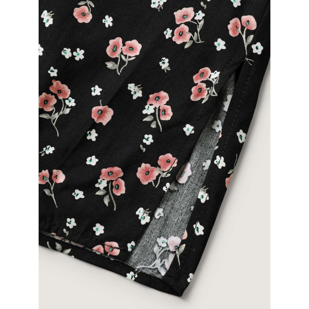 Plus Size Black Romantic Florals Belted Pockets Jumpsuit Women Leisure Sleeveless Heart neckline Casual Loose Jumpsuits BloomChic 12/L Product Image