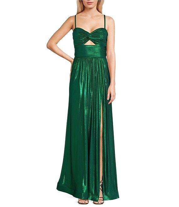 Blondie Nites Met Foil Sleeveless Cutout Dress Product Image