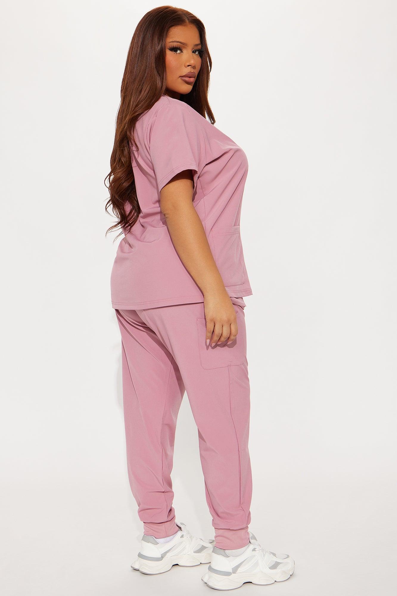 Daily Clock In 4 Way Stretch Uniform Scrub Jogger Set - Mauve Female Product Image