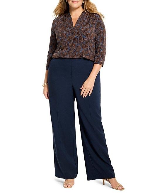 NIC + ZOE Plus Feather Fern V-Neck Long Sleeve Faux Top Product Image