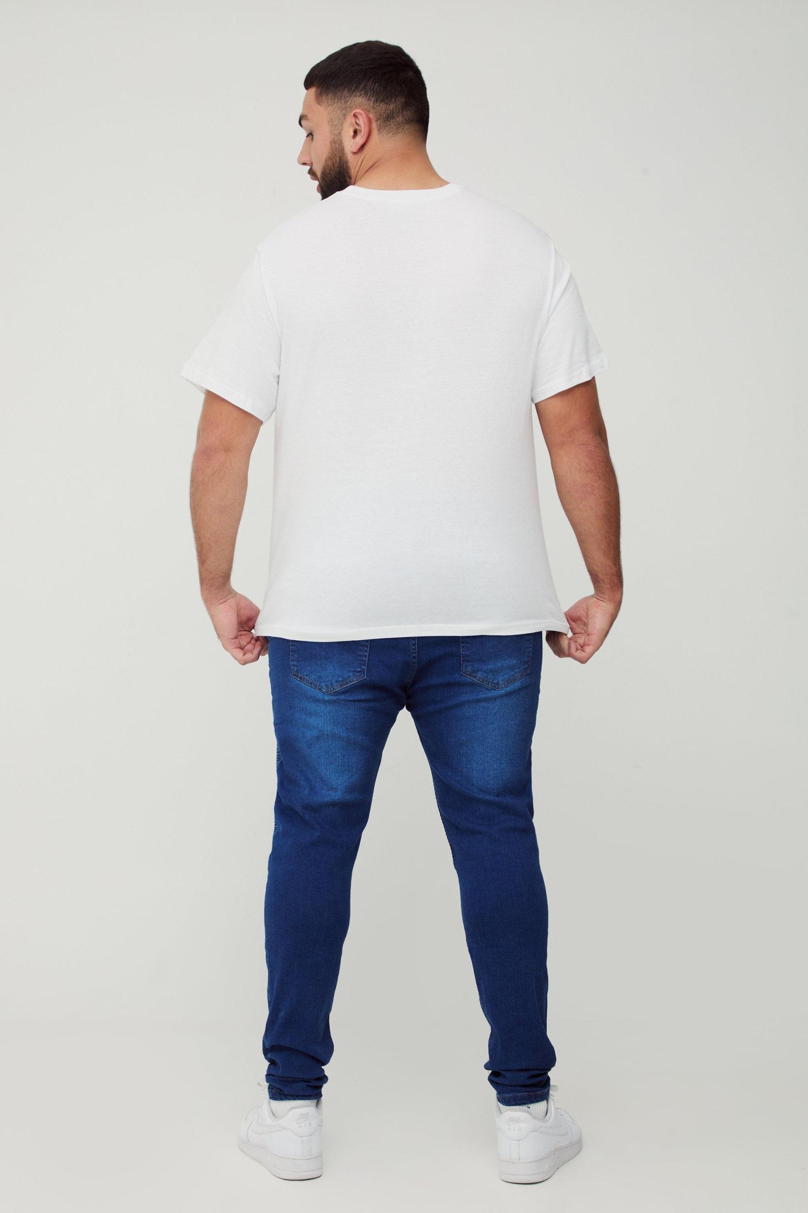 Plus Super Skinny Busted Knee Biker Jeans | boohooMAN USA Product Image