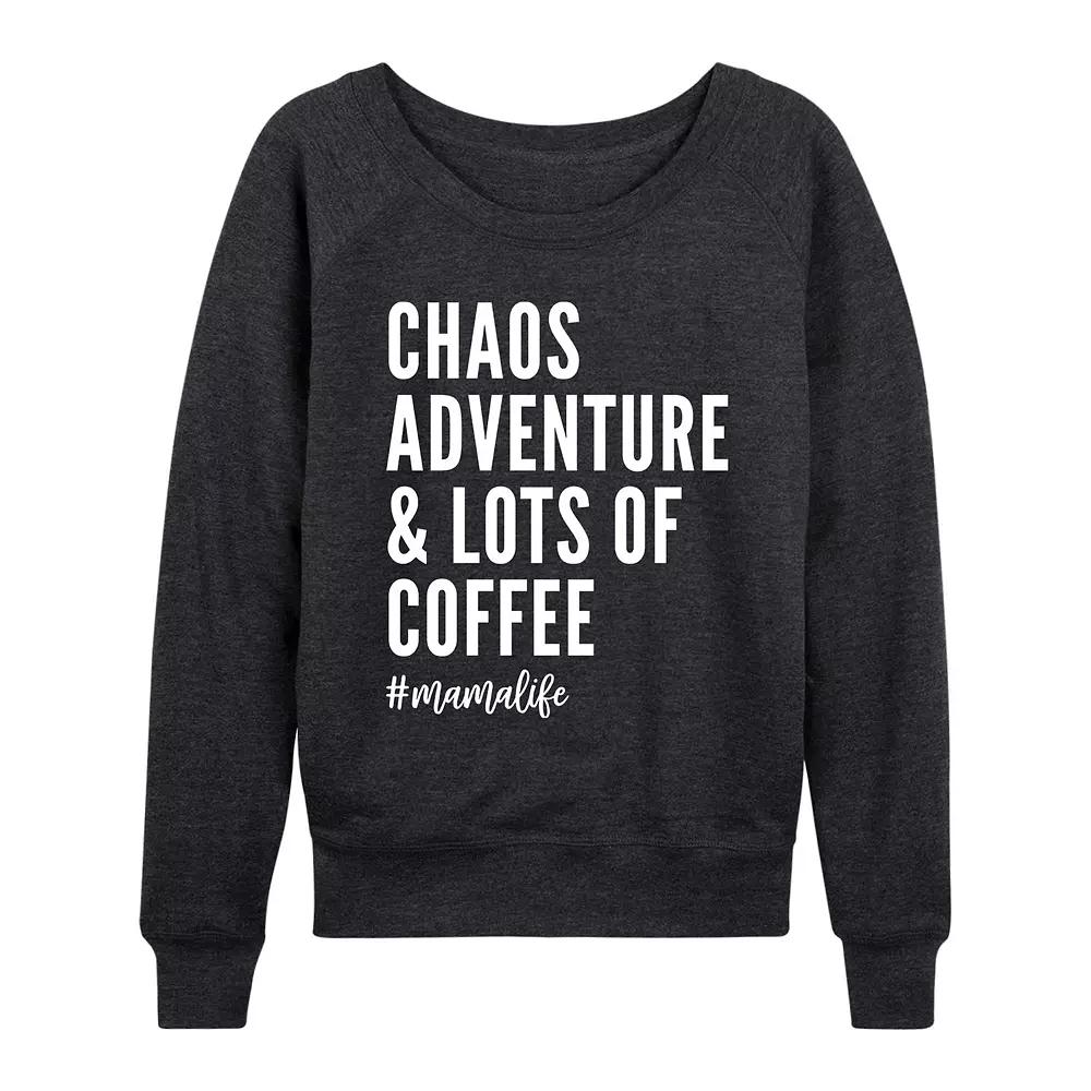 Women's Chaos Adventure And Coffee Mama Life French Terry Long Sleeve Tee, Girl's,  Product Image