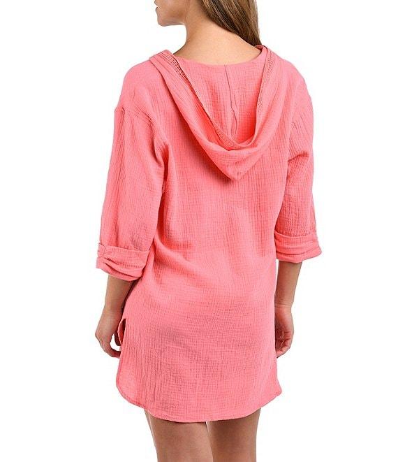 La Blanca Seaside Covers Cotton Gauze Hooded Tunic Swim Cover Up Product Image