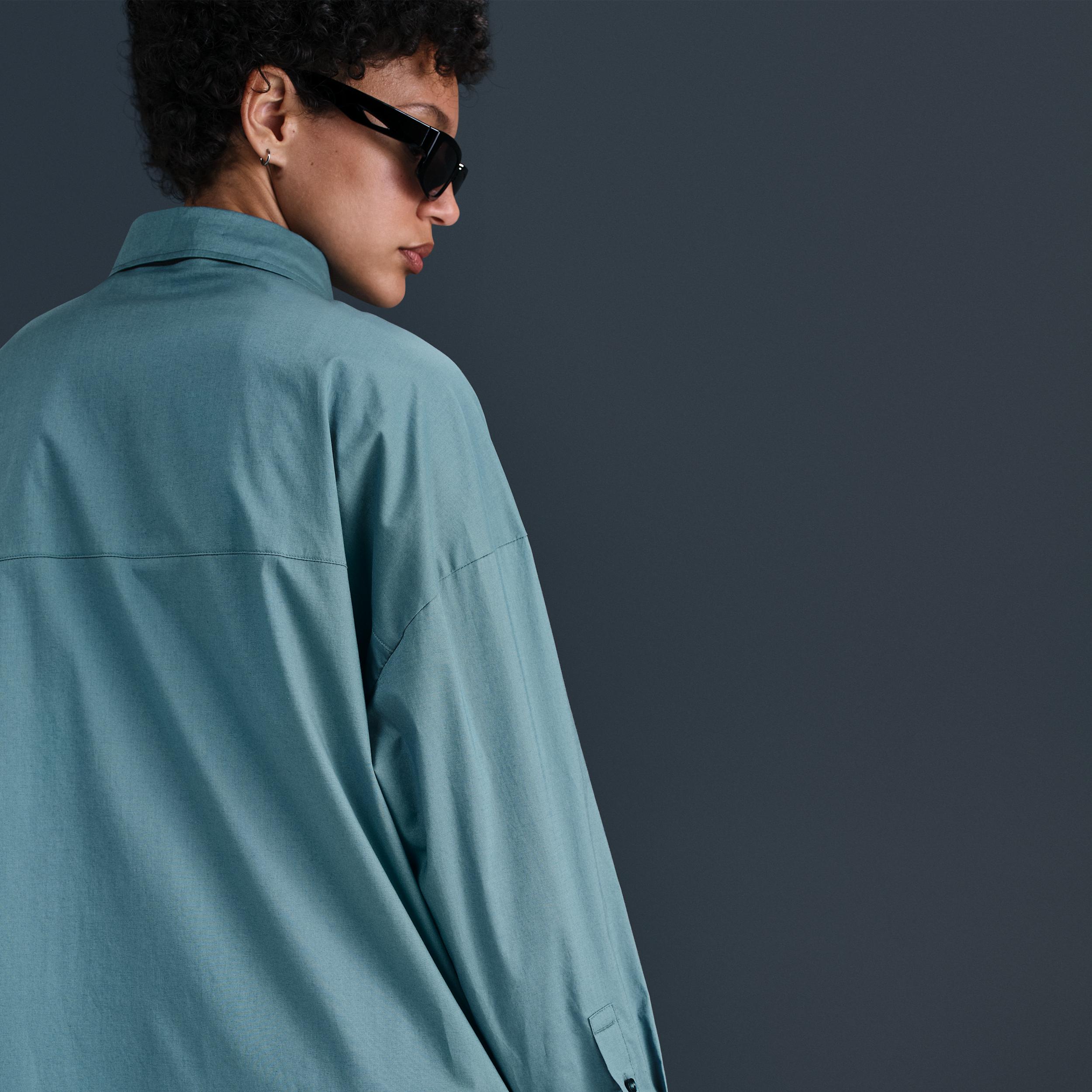 Womens Nike Sportswear Chill Poplin Loose Long-Sleeve Button-Up Top | HJ0715-100 Product Image