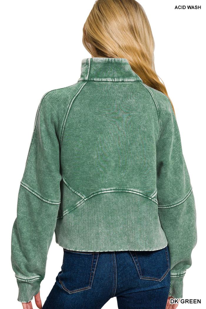 Acid wash zip up fleece jacket Product Image