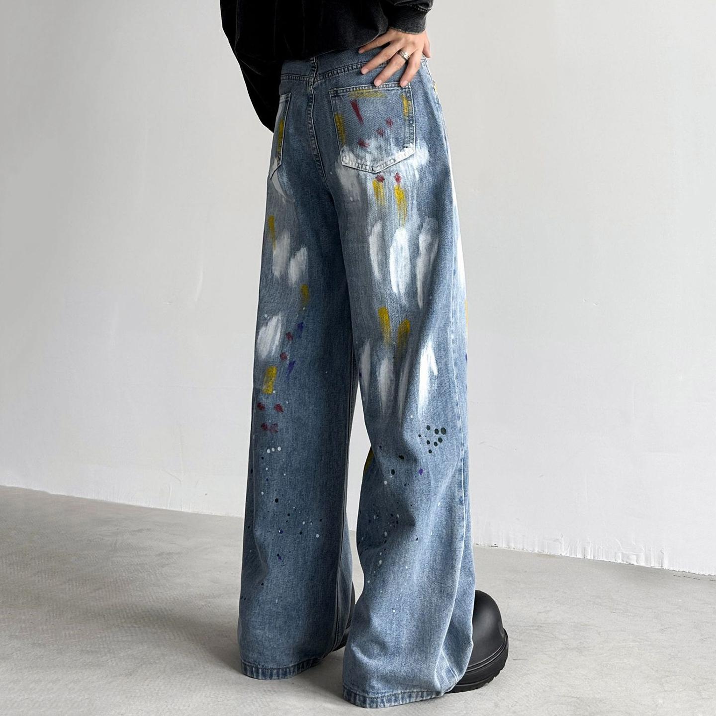 Sopula Retro Street Style Graffiti Jeans Product Image