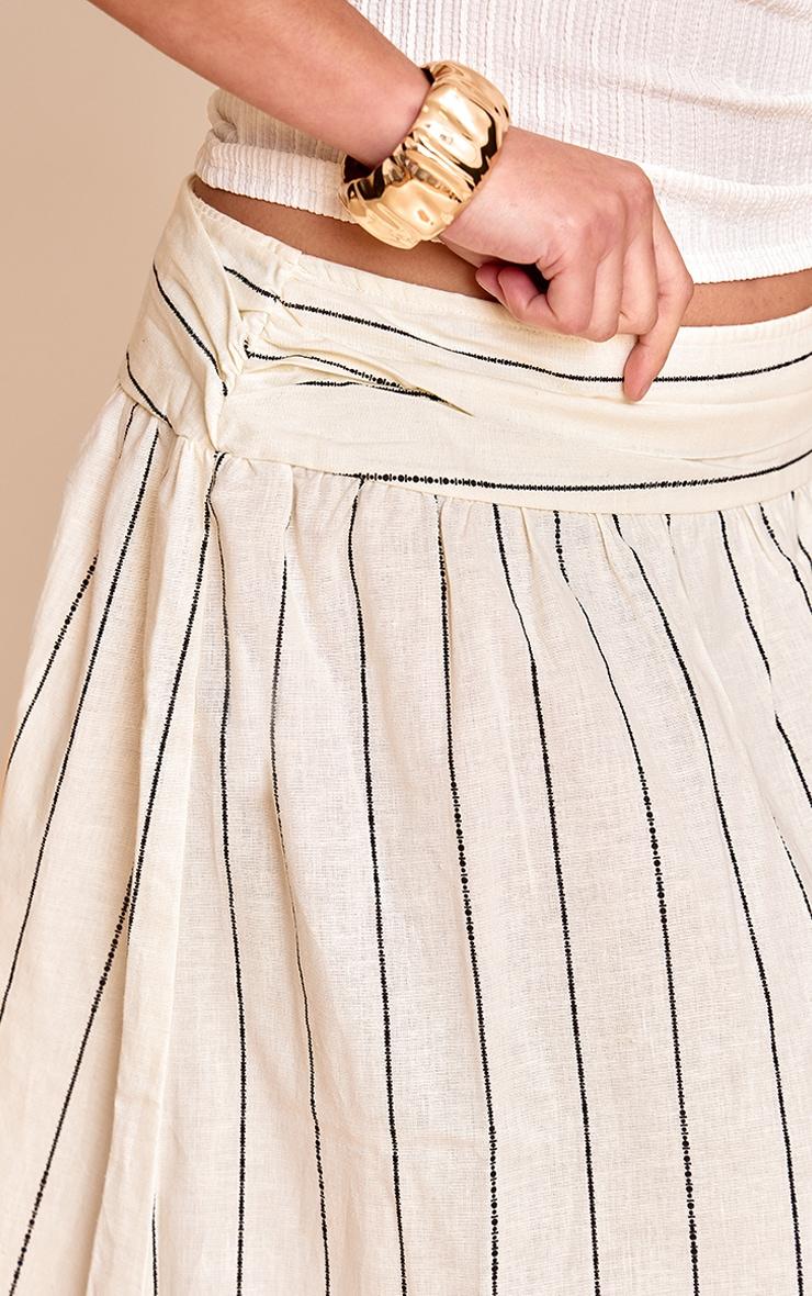 Plus Stone Stripe Cotton Ruched Waist Maxi Skirt Product Image