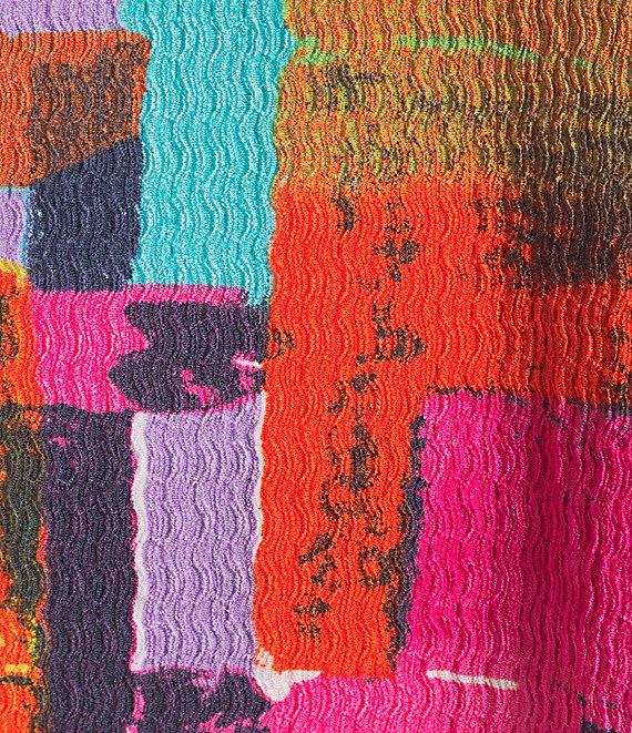 Calessa Petite Size Geometric Abstract Print Crew Neck 3/4 Sleeve Tunic Product Image